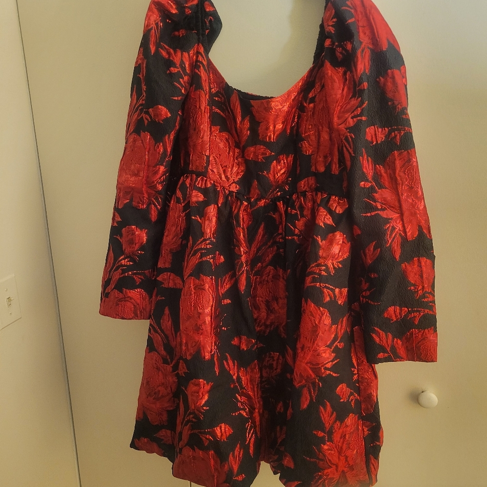 Eloquii Red and Black Floral Dress
